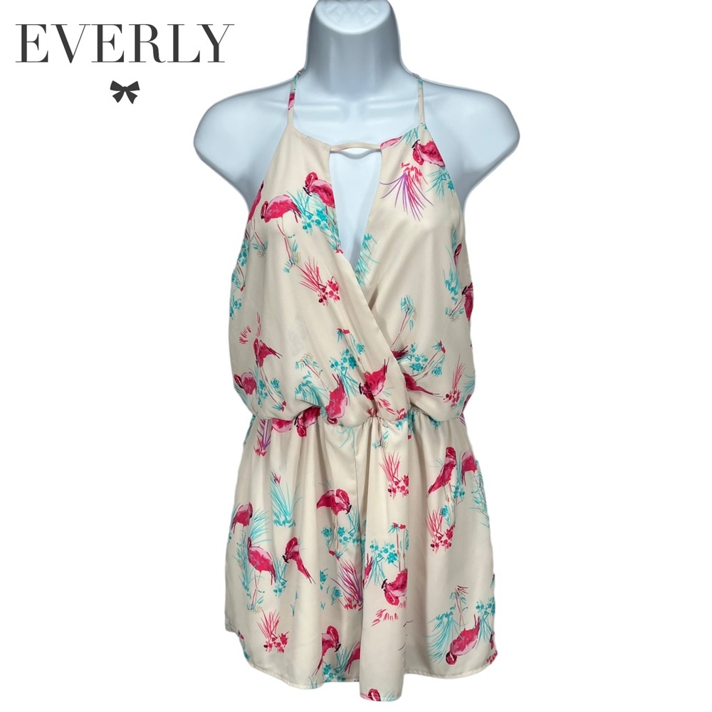 Everly Anthropologie | Women’s Small | Flamingo Print Halter Romper